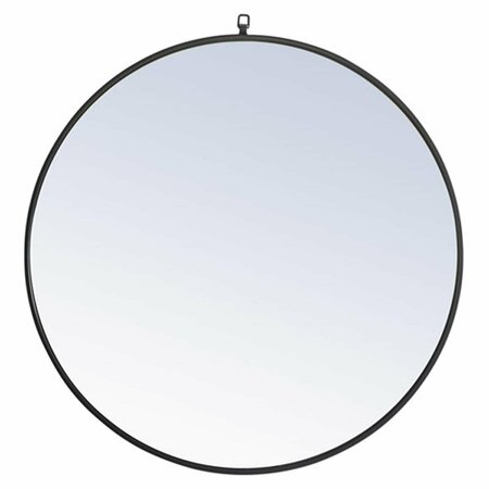 ELEGANT LIGHTING Elegant Lighting  36 in. Eternity Metal Frame Round Mirror with Decorative Hook, Black MR4061BK
